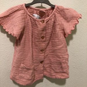 ZARA FLUTTER SLEEVED DUSTY PINK TOP 2-3YRS
